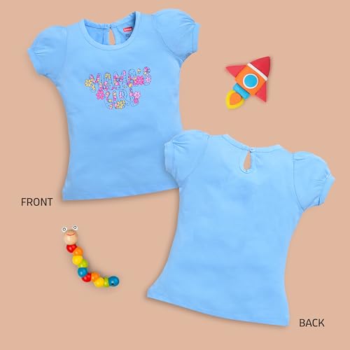 Image of LuvLap Baby Girls Regular Fit 100% Cotton Half Sleeves Girls Top Pack of 5