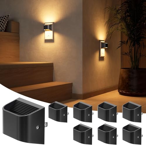Image of NIORSUN Night Lights Plug Into Wall, 8 Pack, 3000K, Auto On /Off, Black | Eye Friendly Warm White, Dusk to Dawn Sensor Night Light, Ultra-Slim Wall Light for Bedroom Hallway Bathroom Stairs