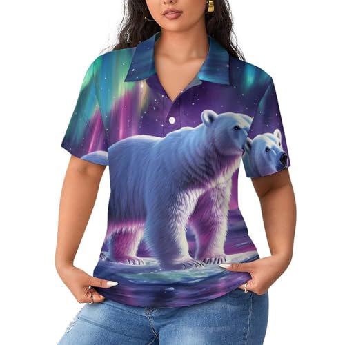 Polo de manga corta para mujer transpirable con estampado bear original