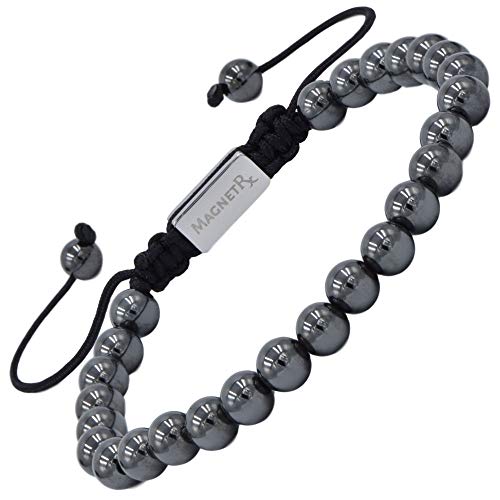 MagnetRX® Pulsera Magnética Terapéutica de Hematite - Brazalete con Piedras Potentes Curativas para un Alivio Natural del Dolor - Pulsera con Hematitas Magnetoterapia (Modelo Clásico Cuentas 6mm) Cover