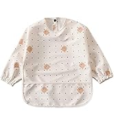 GZMM Waterproof Baby Bibs,Infant Toddler Long Sleeve Feeding Bib With Food Catcher,Easy Clean &amp; W...