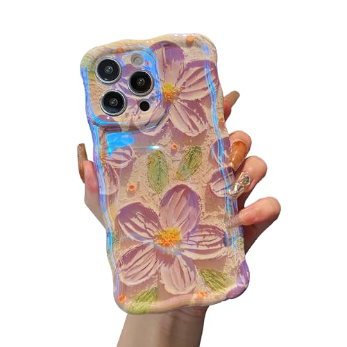Coque élégante iPhone 13 Pro idée cadeau femme motif fleurs vintage effet brillant