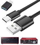 ZHHSUNY 6.6FT Cavo Type-C, compatibile Focusrite Scarlett Solo (3a generazione) Scarlett 2i2 (3a generazione), interfaccia audio USB, con adattatore USB C maschio a USB femmina