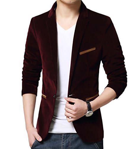 Mirecoo -  Abito - Attillata - Basic - Maniche Lunghe - Uomo Burgundy XS