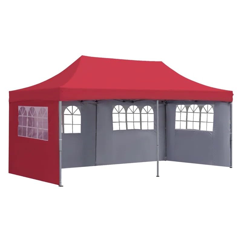 20x10 Ft /3x6 m Super Heavy Duty 60 kg Foldable Canopy Party Wedding Gazebo Tent with 4 Removable Side Walls -Red-image-19
