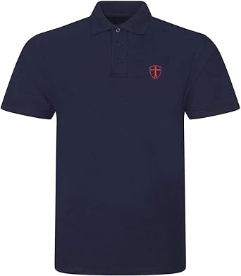 Mens Casual Polo Shirt Knights Templar Shield Red Cross Embroidered Short Sleeve Golf Polo-Shirt