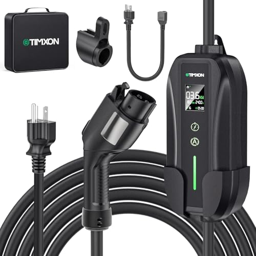 16A Level 1&2 EV Charger, ETL Certified Portable J1772 Electric Car Charger, Electric Vehicle Charging Station with 25FT Cord,120V/240V NEMA 6-20P Plug & 120V 5-15P Adapter for All J1772 EV Cars