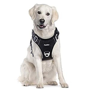 Funfox Dog Harness for Large Dogs No Pull Harness Adjustable Anti-Pull Safety Harness Medium Dogs Chest Harness Dog Large Breathable Dog Harness Black L