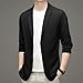 Casual Blazer for Men Lapel One Button Thin Suit Coat with Pockets Fashion Solid Color Dressy Jackets Daily Going Out Black
