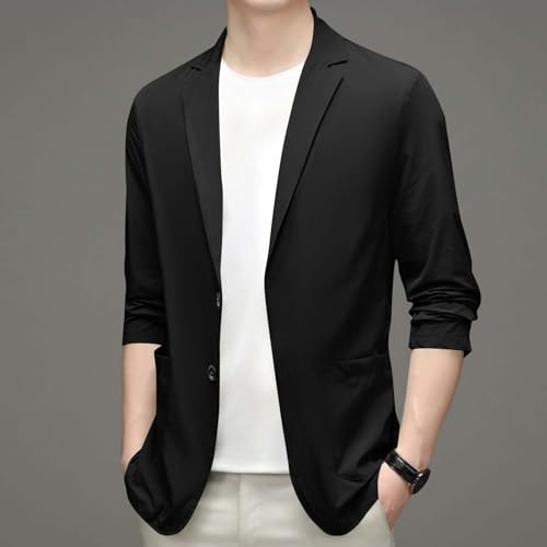 Men's Blazer Lightweight Sport Coats Casual Long Sleeve Notch Lapel Single Breasted Stretch Suit Jacket with Pockets2