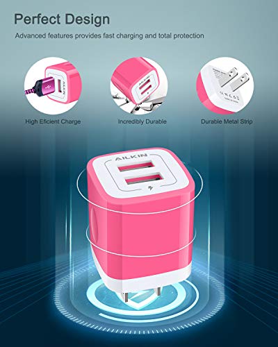 Image of iPhone Charger for 14 /13 /12 /12 Mini /12 Pro /12 Pro Max /SE /11 /11 Pro /11Pro Max /XS /XR /8 /7 /6s, iPad, iPod,Fast Charging Braided Cable with USB Wall Charger, Dual USB Block 6ft Cord