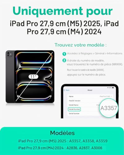 Coque iPad Pro 11 M5/M4 ESR avec support magnétique amovible multi-angles bleu - 2