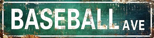 Image of Baseball Ave Decor Signs For Boys Room Metal Tin Sign Man Cave Novel Wall Decor Art Sports Enthusiast Fans Gift Baseball Ave Theme Party Decorations Poster 4x16 In