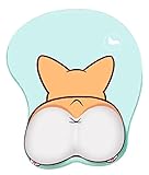 3D Corgi Butt Mouse Pad Non Slip Silicone Mouse Mat Wrist Rest Pad for Office, Computer, Laptop (Yellow)