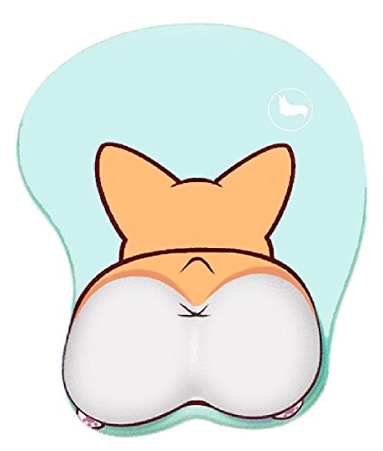 3D Corgi Butt Mouse Pad Non Slip Silicone Mouse Mat Wrist Rest Pad for Office, Computer, Laptop (Yellow)