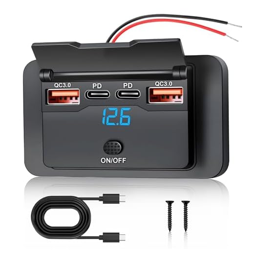 SRunDe USB Steckdose 12v Wohnmobil Einbau 4 Port 76W mit Schalter Dual 36W PD & Dual 18W QC3.0 Aufputz Autoladegerät Schnellladegerät USB Einbausteckdose Wohnmobil für Wohnwagen Autos LKW Bus Marine