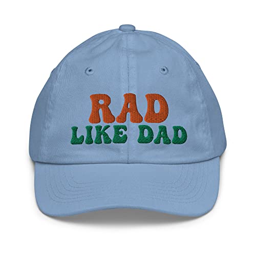 Rad Like Dad Hat Funny Retro Groovy Kids Baseball Cap Baby Blue