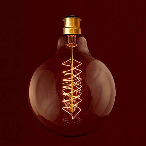 William & Watson B22 Edison Vintage XL - M Globe Spiral Light Bulb, 40W Bayonet Fitting (Globe XL (G125))