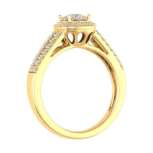 1/2 Carat Prong Set Diamond Cushion Cut Halo Engagement Ring in 14K Solid Gold2