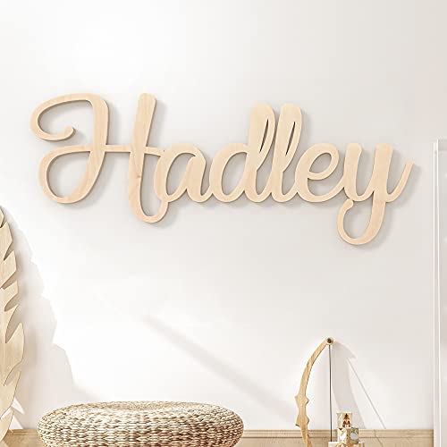 Personalized Custom Wooden Name Sign - HADLEY Font Baby Name Sign For Nursery and Wall Decor (12"-55" Wide) - PAINTED Wood Letter Nursery Decor - Wall Art For Girl or Boy Room By 48 Hour Monogram