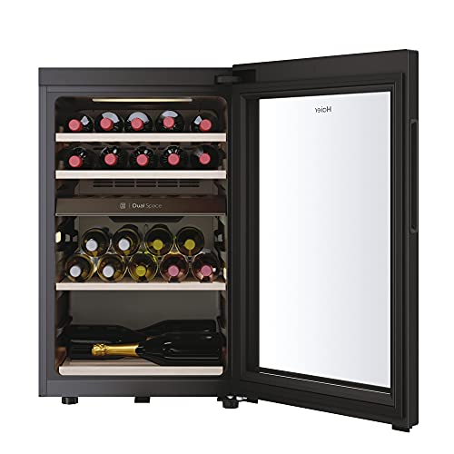 Haier Wine Bank 50 Serie 7 Cantinetta Vino Doppia Temperatura, 42 Bottiglie, Vetro Anti-UV, LED 3D, Controllo tramite App, Libera Installazione, Classe G, 49,7 x 58,5 x 82 cm, Nera - HWS42GDAU1 - immagine 3