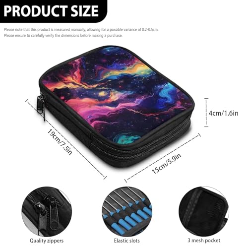 Image of Crochet Hook Case Galaxy Crochet Hook Holder Portable Crochet Hook Storage Bag with Web Pockets Suitable for Crochet Needles /Knitting Accessories