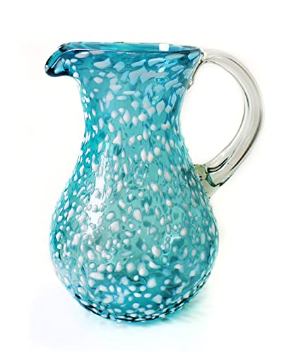 Standard Pitcher - Solid Aqua with white relief