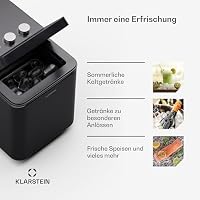 Klarstein IceCraft Eiswürfelmaschine - 12 kg/24 h, 6-Min.-Eiswürfel, 2 Größen, Automatische Reinigung, Eiswürfelbereiter für Küche & Bar, 150 W, Eiswürfelspender, Schwarz – Ansicht 5