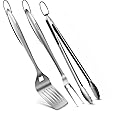 BBQ Set Heavy Duty grilling Utensils 3 piece set. Spetula, Fork Tong. (3 Piece)