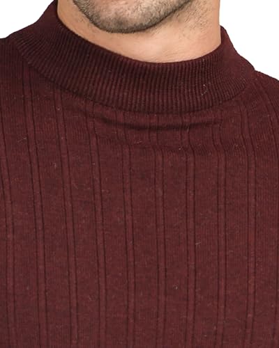Image of Men Woolen Round Neck Solid Striped Design Pullover Heavy Rainbow Fabric Winter Wear Pure Wool Cardigan for Men Fully Warm Pullover Free Sizes