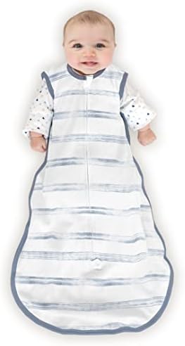 Amazing Baby Cotton Muslin Sleeping Sack, for Baby Boy or Girl, Wearable Blanket with 2-Way Zipper, Watercolor Stripes, Denim, Medium (6-12 Month)