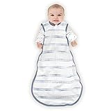 Amazing Baby Cotton Muslin Sleeping Sack, for Baby Boy or Girl, Wearable Blanket with 2-Way Zipper, Watercolor Stripes, Denim, Medium (6-12 Month)