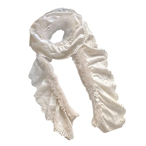 Écharpe longue pour fille en dentelle raffinée et bordure peluche premium