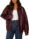 PRETTYGARDEN Women's Faux Leather Motorcycle Jacket Trendy Fall Spring Clothes Oversized Zip Up Winter Coat Outerwear