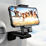 Airplane Phone Holder - Klearlook 4 in 1 Adjustable Phone Stand for Travel,360 Rotation Handsfree Viewing Flight Phone Holder,Foldable Travel Essential,Accessory for Flying/Traveling/Home/Office-Black