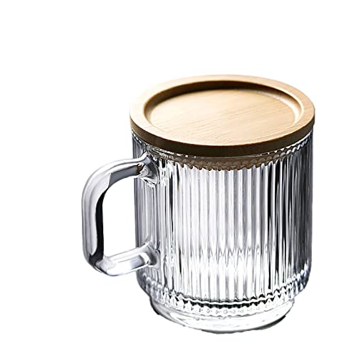 MYXJX bicchieri da birra, Bicchiere da pinta personalizzato, bicchiere da 2 pezzi, set di tazze in vetro con coperchio, bicchieri da vino, birra, whisky, 12 once, con manico, senza piombo(White)