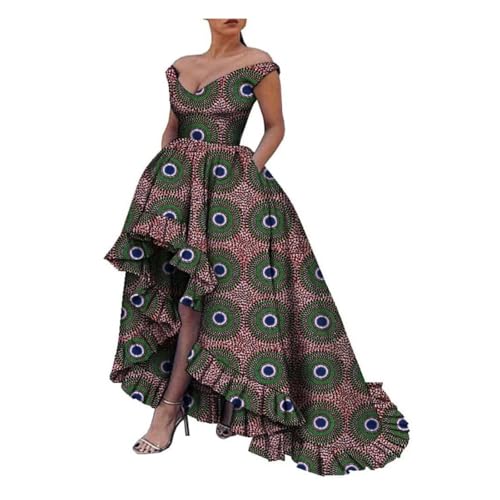 Image of iooiooi African Dresses for Women Party Robe Plus Size Print Dashiki Dinner Dress