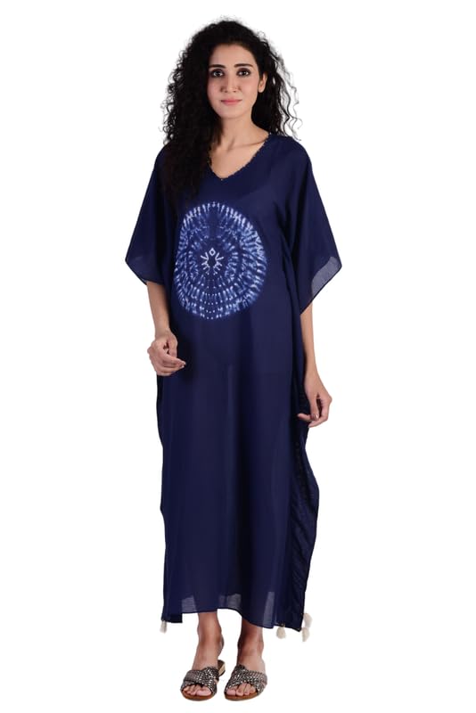 Cotton Shibori Kaftan Comfortable Women's Nightgown & Nightshirt Set - Lightweight & Breathable, Ideal for Warm Nights & Relaxed Evenings 163-image-49