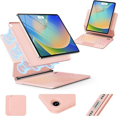 Image of for iPad 9th Generation Case with Keyboard,Magic Style Keyboard Case for iPad 9th /8th /7th Gen 10.2 inch - Floating Cantilever Magnetic Stand Multi-Touch Trackpad (Rose Gold)