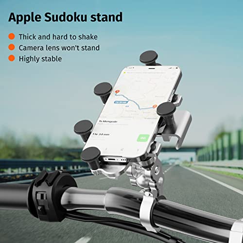 Acrunu Aluminum Alloy Motorcycle Phone Mount-Supports High-Speed Driving - Almost Zero Vibration-Securely Locked,Bike Scooter Atv Handlebar Cell Phone Holder For 4.9''-7.3'' Phone (Handlebar) #TOP5