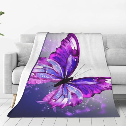 Couverture en flanelle douce plaid violet papillon cocon de douceur - 2
