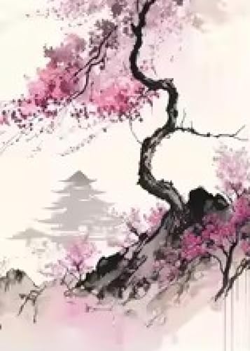 Affiche paysage de fleurs roses vintage 70x90 cm sans cadre pour salon