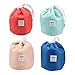 Produktbild HENTEK 4 Stück Kosmetikbeutel Reise Fass Kosmetiktasche Kulturbeutel Kordelzug Tragbare Fass Makeup Tasche Wasserdicht Große Waschbeutel für Frauen und Mädchen