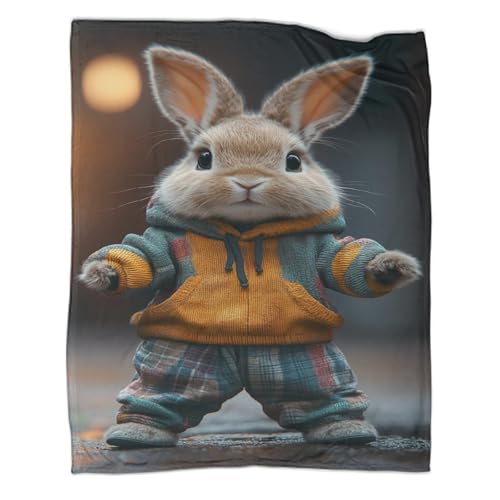 Couverture lapin 3D en flanelle 200x230cm pour lit et canapé