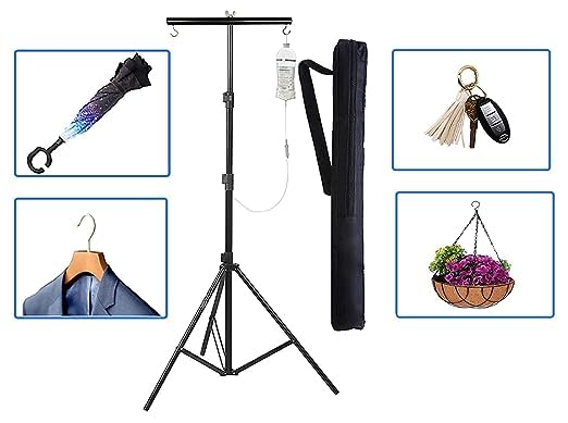 Image of YUAGM Hospital Iron Saline IV drip Glucose Stand 6 Feet For Hospital, Clinic, Home & Multiple Adjustable Hose Stand with Carry Bag & 2 Hook Rod (6ft Stand + 2 Hook Holder)
