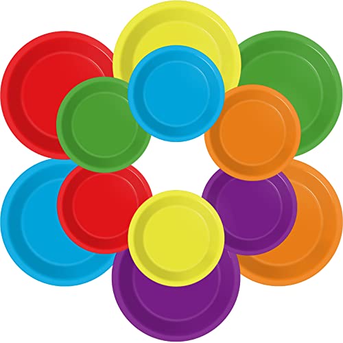 Wiooffen 48 Pcs Colorful Paper Plates Rainbow Party Supplies Colored Disposable Party Paper Tray...