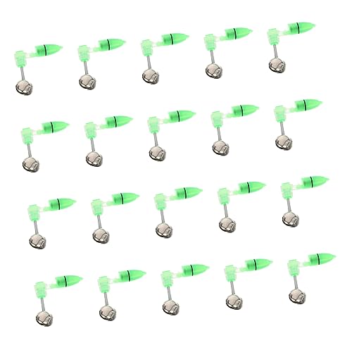 KESYOO 20Sets LED Fishing Alert Bells Green Screw Fish Bells for Night Fishing Fishing Rod Bell Accessories with LED Light for Enhanced Bite Detection