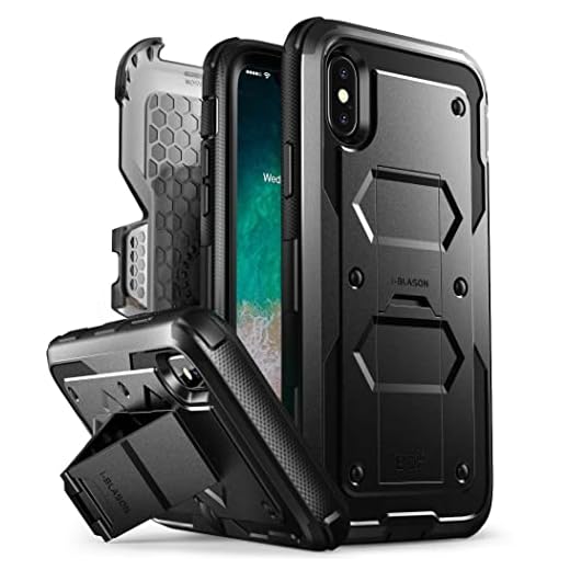i-Blason fodral för iPhone X / iPhone Xs [Armorbox] 360 grader skyddsfodral fullkropp med inbyggt skärmskydd skyddmed - Svart