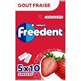 FREEDENT - Chewing Gum Sans Sucre - Goût Fraise - 5 Paquets de 10 Dragées - 70g...