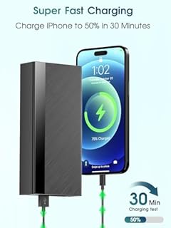 Newest 56800mAh 65W Huge Capacity External Battery Pack Portable Charger Power Bank,8 Charging Port Battery bank With Smart LED Display, Best for Outdoor Camping/Activity